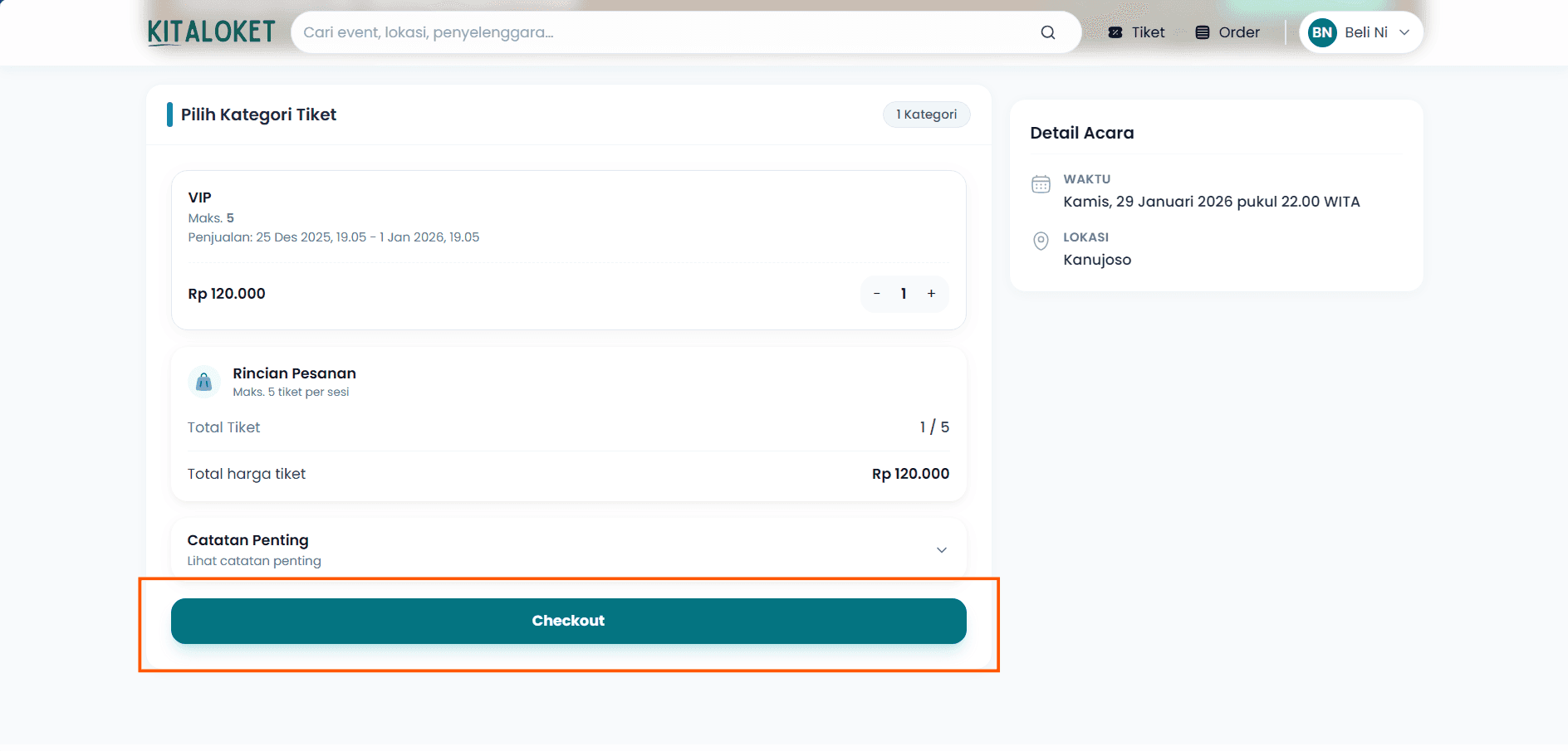 Tutorial Desktop - Tekan Tombol Checkout
